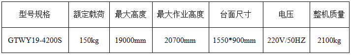 六桅式北京铝合金北京升降平台规格参数
